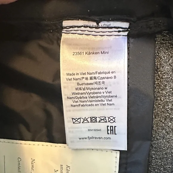 Fjallraven Kånken Dark Gray and Red Mini Backpack - Picture 7 of 12